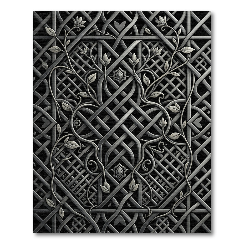 Monochrome Silver Interlaced Iron Vine Rug