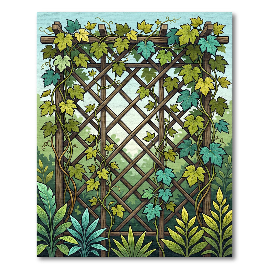 Lush Emerald Ivy Trellis Botanical Rug