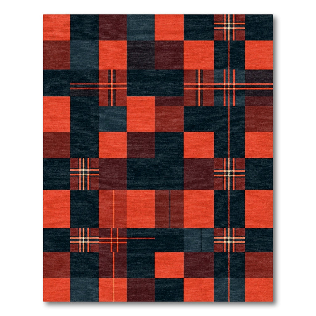 Modern Geometric Red and Black Plaid Rug