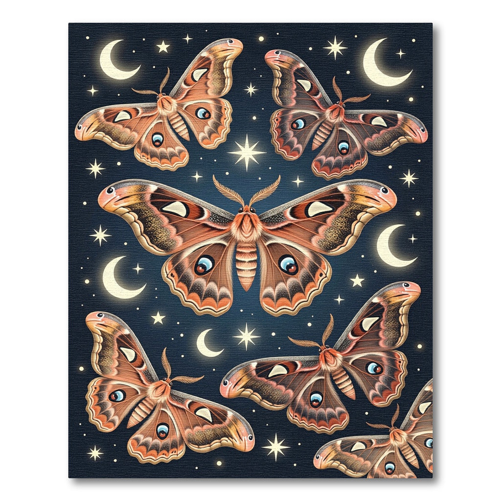 Celestial Moth and Moonlit Sky Rug