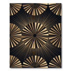 Art Deco Gold Sunburst Celestial Circle Rug