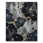 Black Gold Stone Fragment Abstract Rug