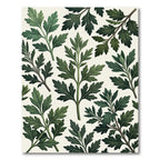 Vintage Green Fern Leaf Pattern Rug