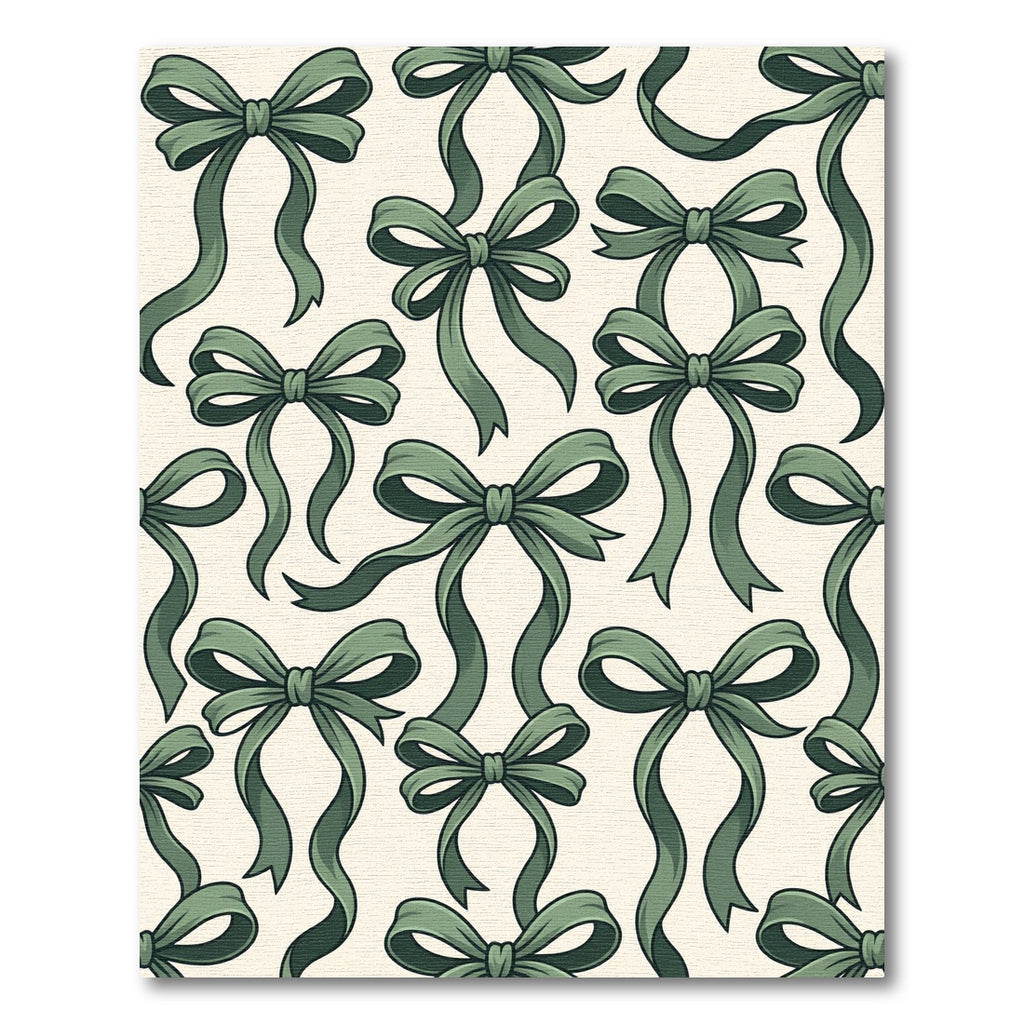 Sage Green Ribbon Bows Rug