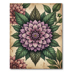 Vintage Mauve Dhalia Floral Medallion Rug