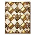 Ornate Gold Diamond Scrollwork Rug
