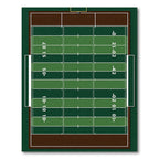 Green Rectangular American Football Field Grid Rug