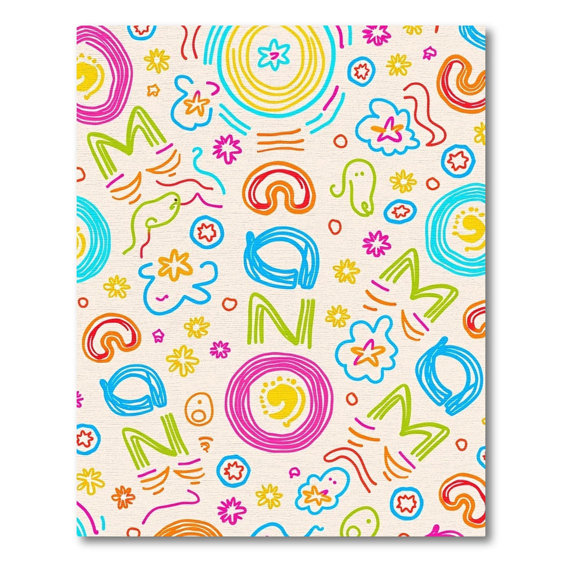 Bright Rainbow Scribble Abstract Graphic Rug