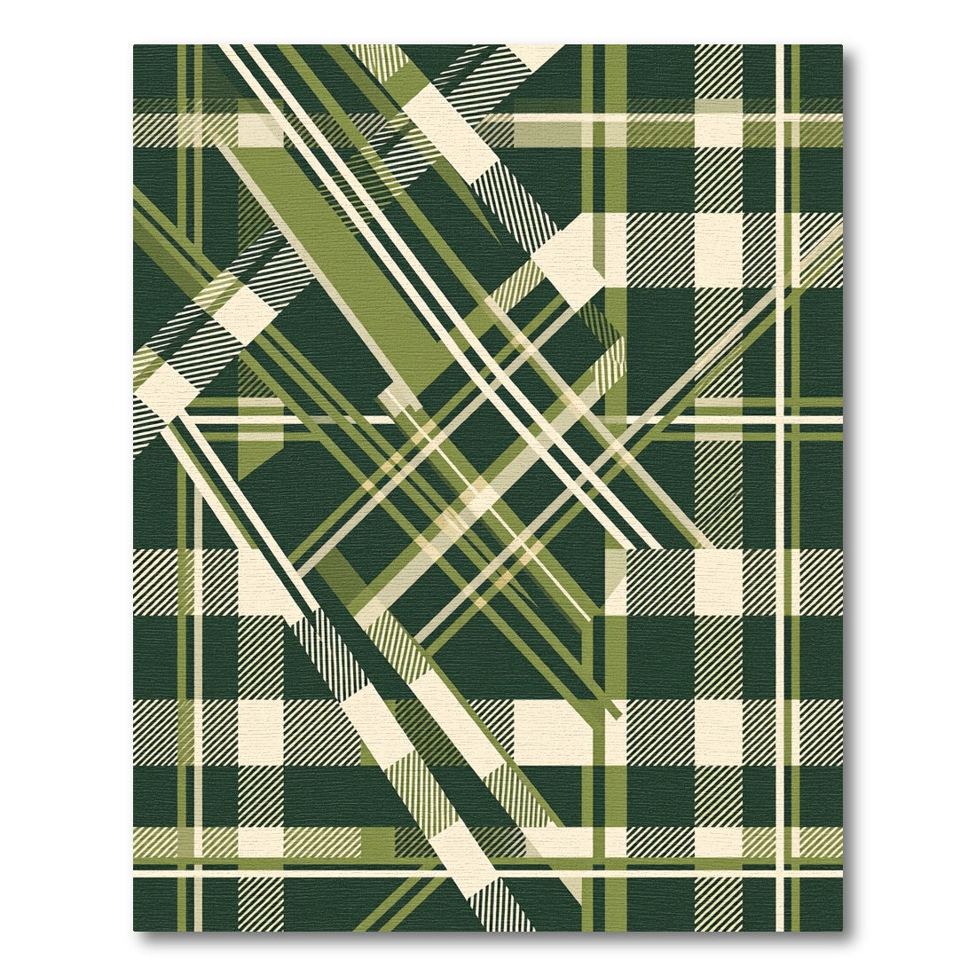 Deep Green Overlay Plaid Lines Rug