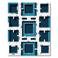 Modern Deep Blue Geometric Grid Rug