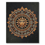 Golden Aztec Sun Celestial Medallion Rug