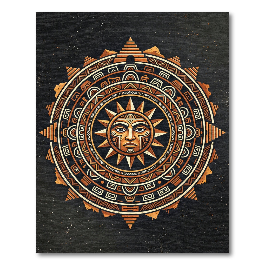 Golden Aztec Sun Celestial Medallion Rug