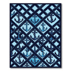 Navy Nautical Anchor Geometric Lattice Rug