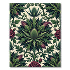 Gothic Thistle and Rose Botanical Art Rug