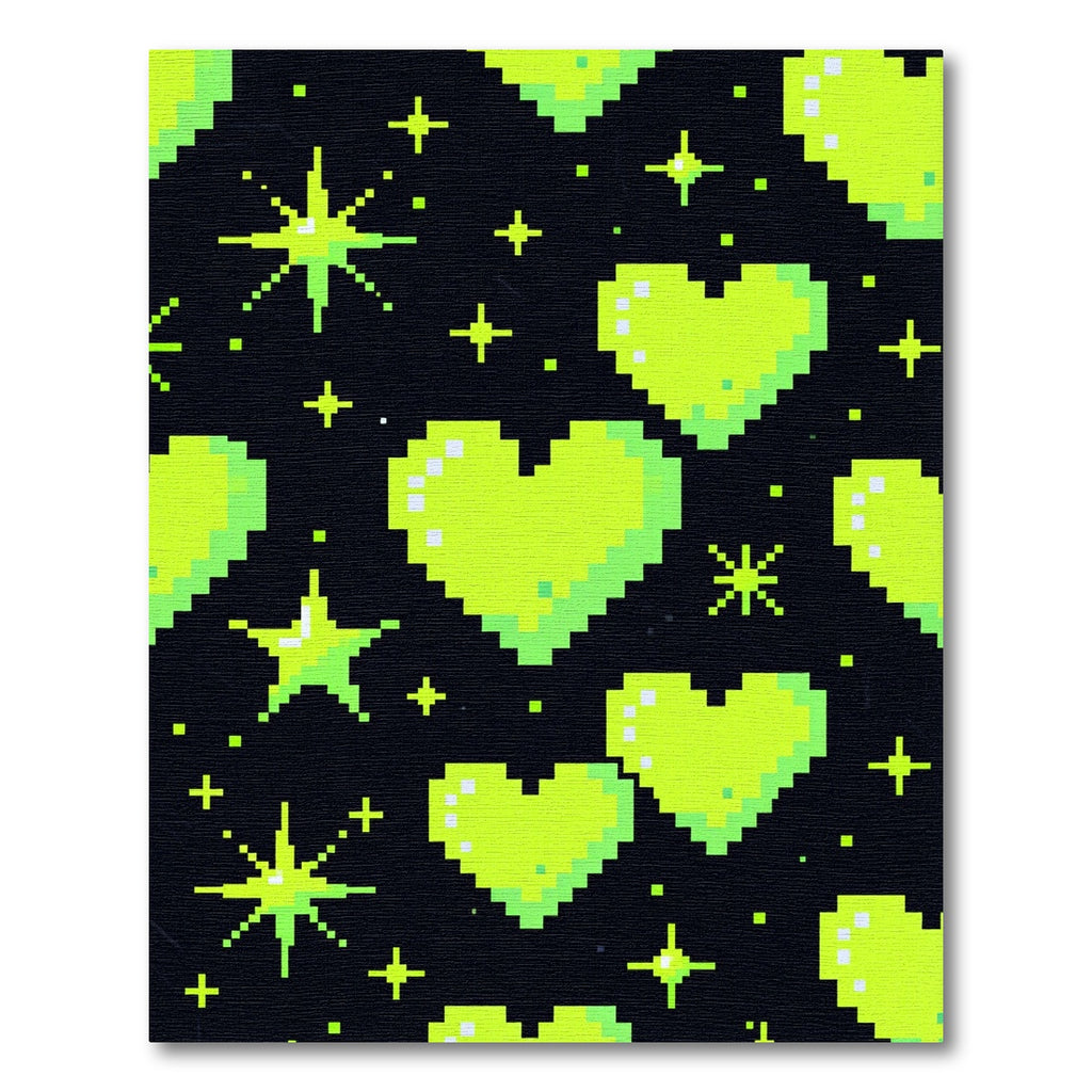 Neon Green Retro Pixel Heart Rug