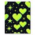 Neon Green Retro Pixel Heart Rug