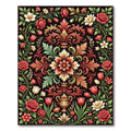Ornate Crimson Floral Foliage Medallion Rug