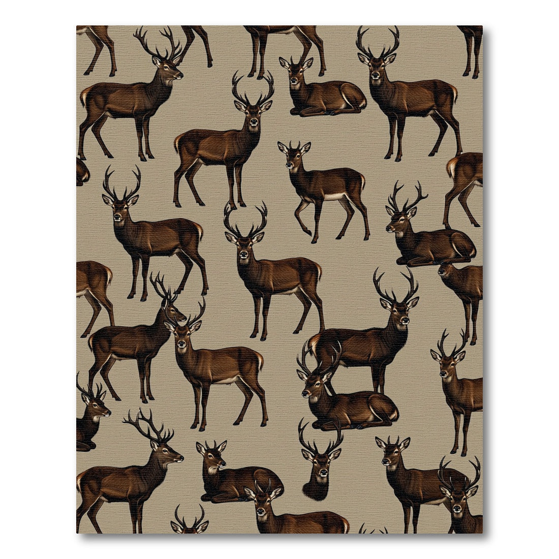 Rustic Woodland Brown Stag Forest Rug