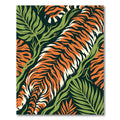 Vibrant Orange Tiger Jungle Foliage Rug