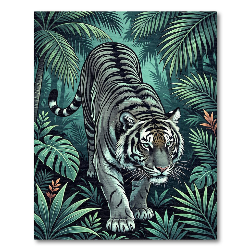 Tiger in Lush Tropical Forest Rug