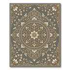 Antique Gold Floral Frame Scroll Rug