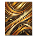 Golden Abstract Sweeping Curvature Waves Rug