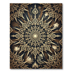 Gilded Mandala Emblem Luxury Noir Background Rug