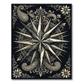 Monochrome Victorian Compass Floral Medallion Rug