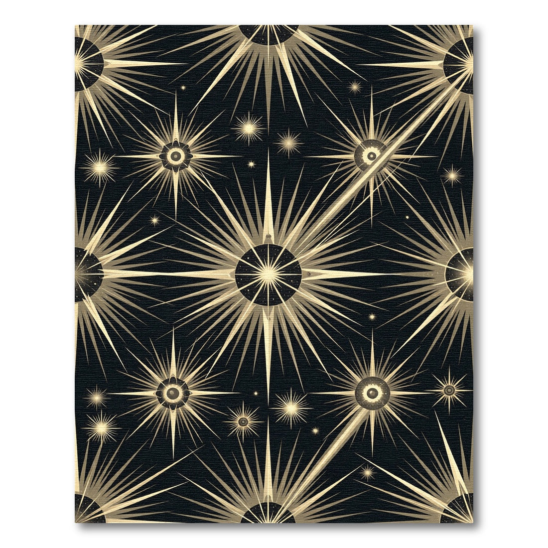 Golden Starburst Cosmic Rays Rug