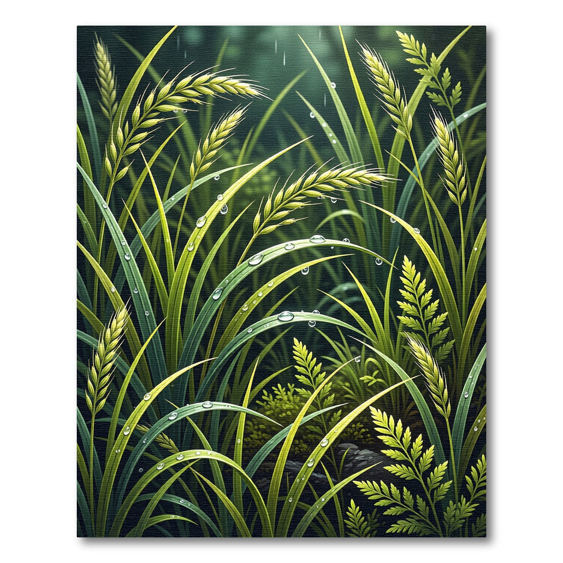 Lush Green Dewy Meadow Grass Rug