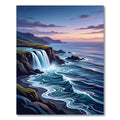 Coastal Sunset Waterfall Cliff Scene Rug