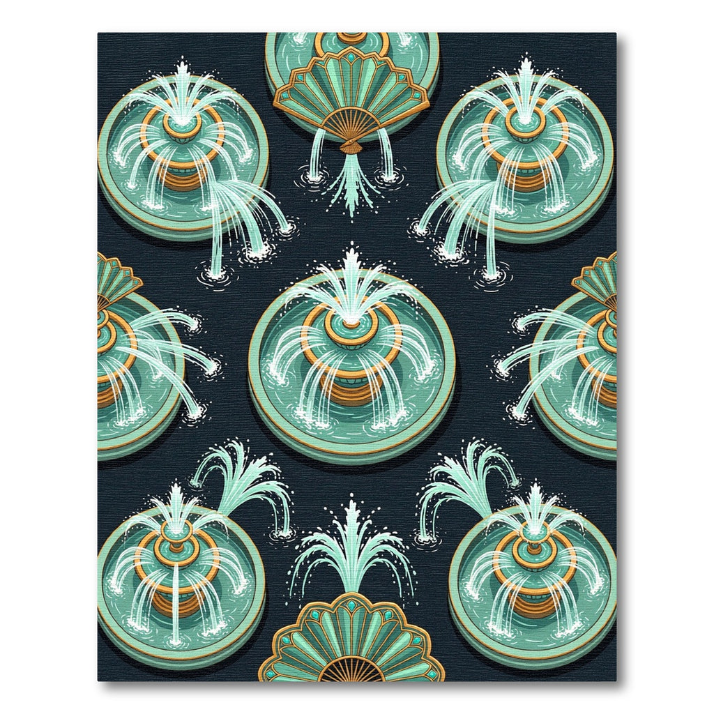 Aqua Golden Fountain Garden Rug