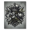 Monochrome Magnolia Crown Embellished Floral Rug