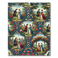 Romantic Regency Couple Floral Damask Rug