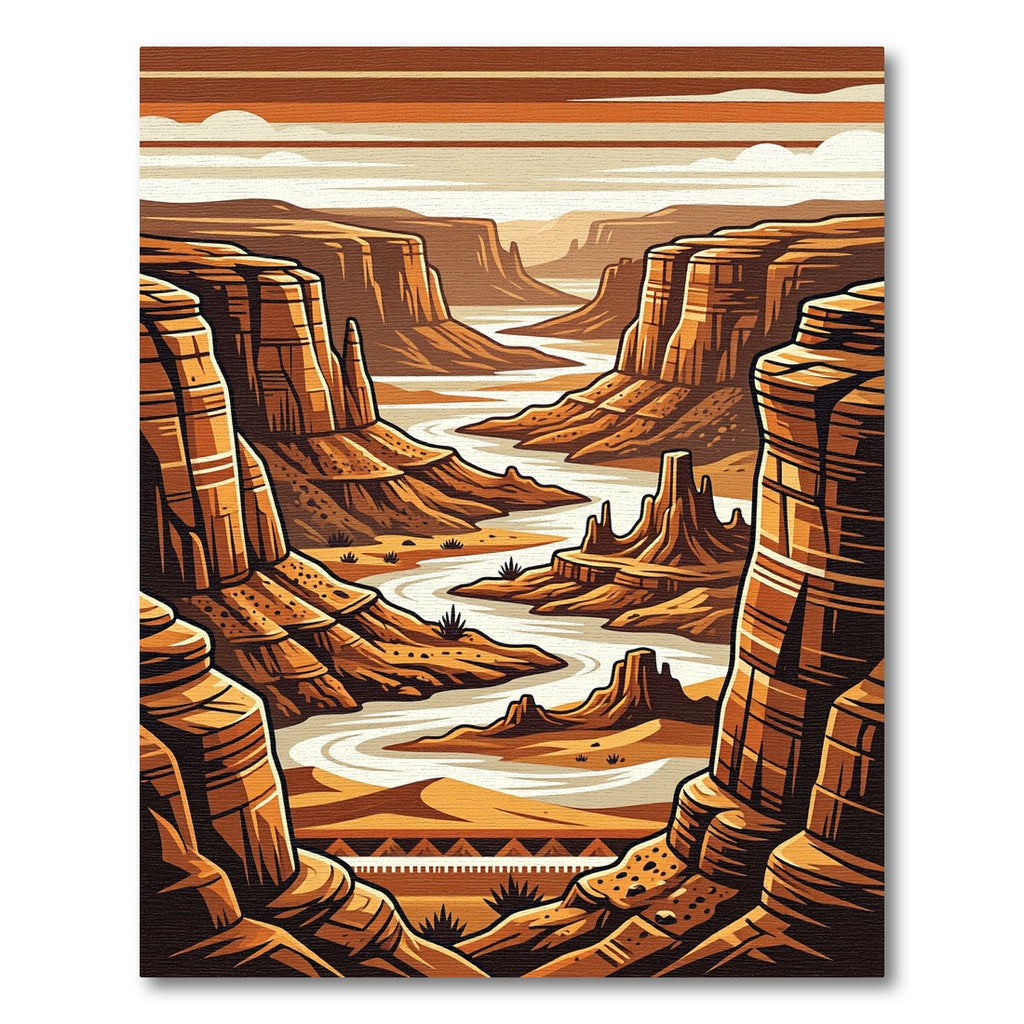 Desert Canyon River Landscape Artwork Rug