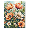 Vibrant Orange Poppy Meadow Watercolor Rug