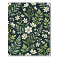 Dark Floral White Blossom Sprigs Rug