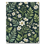 Dark Floral White Blossom Sprigs Rug