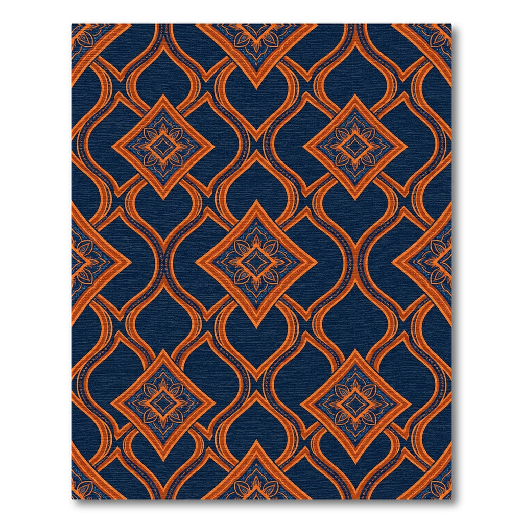 Navy and Amber Geometric Quatrefoil Medallion Rug