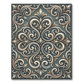 Elegant Ivory Scrollwork Teal Ornament Rug