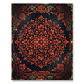 Dramatic Crimson Floral Medallion Charcoal Backdrop Rug