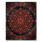 Dramatic Crimson Floral Medallion Charcoal Backdrop Rug