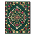 Emerald Deep Rose Ornate Floral Medallion Rug