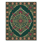 Emerald Deep Rose Ornate Floral Medallion Rug