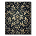 Elegant Gold Damask Charcoal Swirl Rug