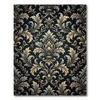 Elegant Gold Damask Charcoal Swirl Rug