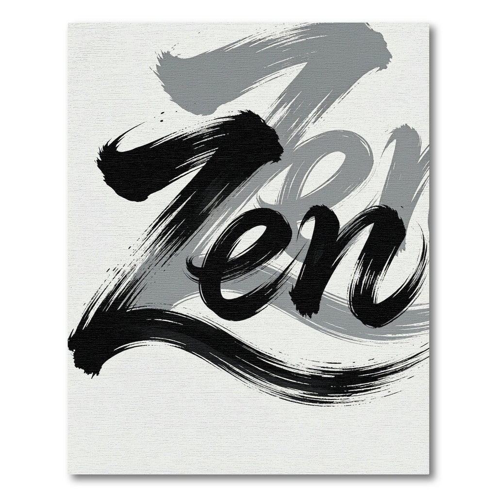 Minimalist Black and Gray Zen Ink Rug