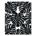 Monstera Leaves Foliage Black and White Rug