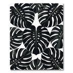 Monstera Leaves Foliage Black and White Rug