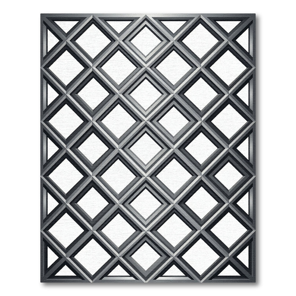 Modern Gray Diamond Lattice Graphic Rug
